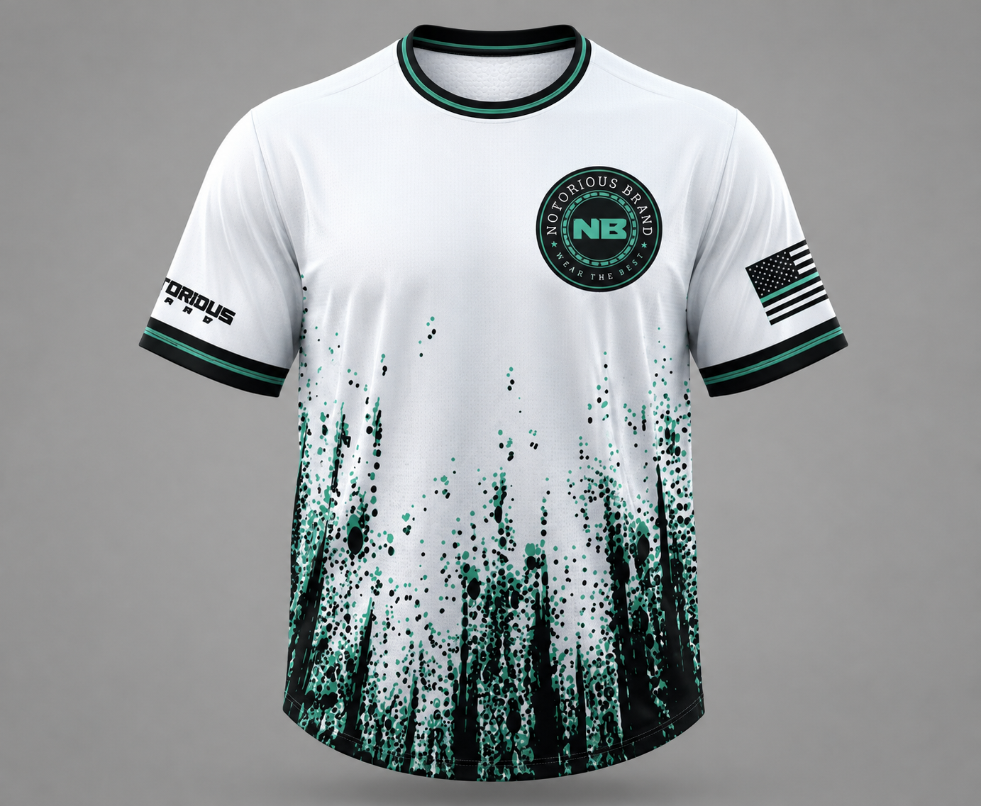 NOTORIOUS WHITE MINT/BLACK SPLATTER JERSEY - Image 1